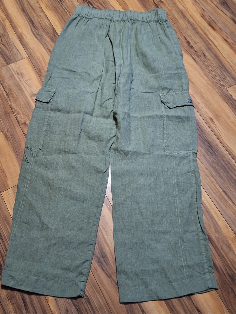 C& C California Womens S Cargo Wide Leg Pants Beach 100% Linen Resort Breathable - Picture 2 of 7